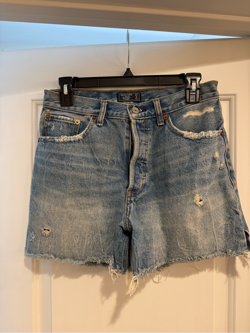 Abercrombie & Fitch High Rise Distressed Denim Mom Shorts (2019 version)